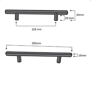 T-handle black 200mm 128mm Black