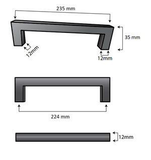 Handgreep Dallas 224 mm RVS Zwart