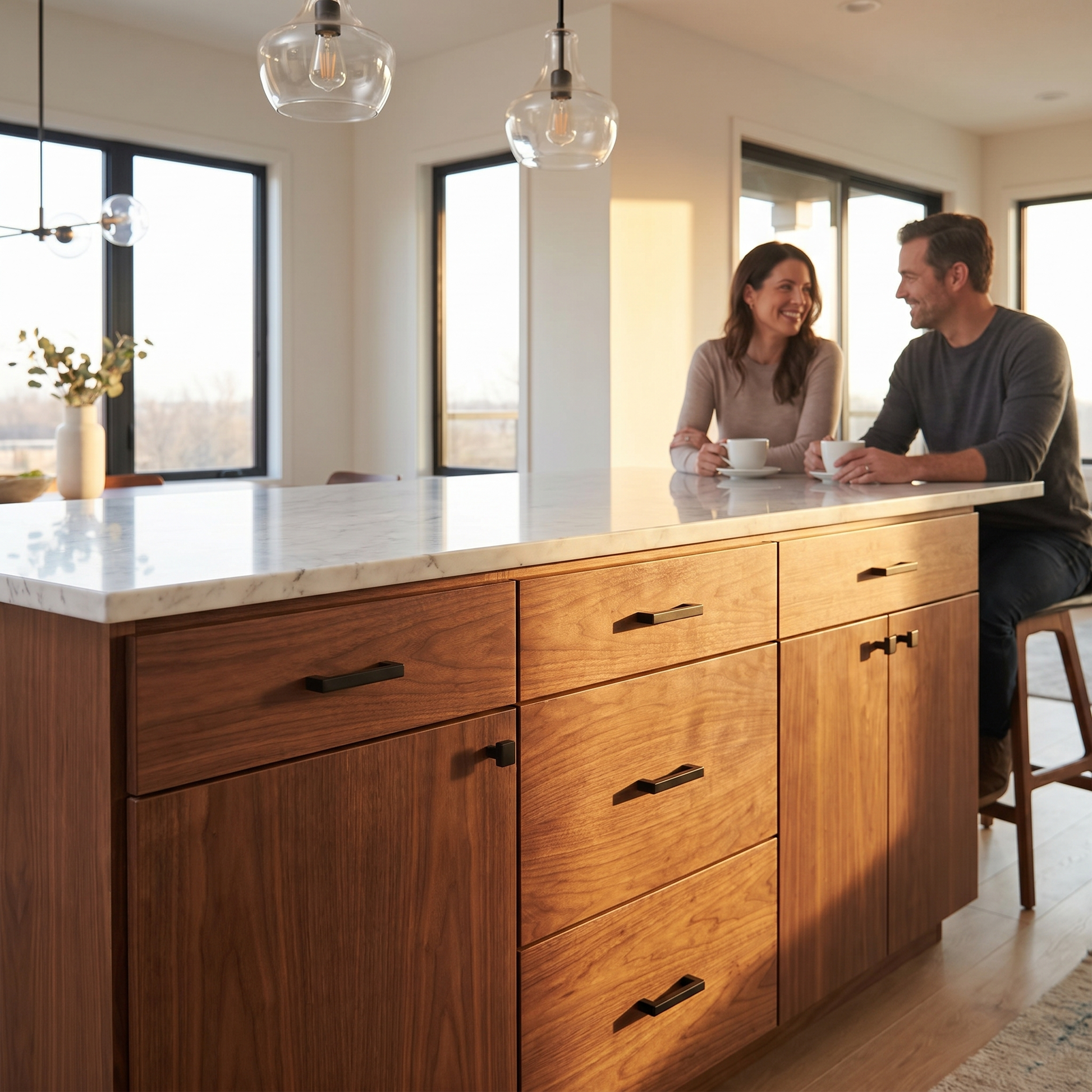 Handgreep Dallas 192mm mat zwart gemonteerd op moderne kast met strakke afwerking