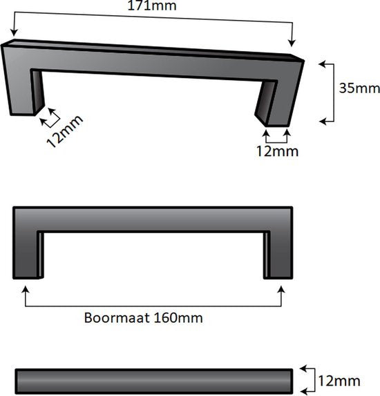 Handle Black 160 mm Modern