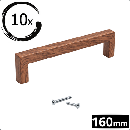 10X Handgreep 160mm RVS Walnoot Look – Cedar