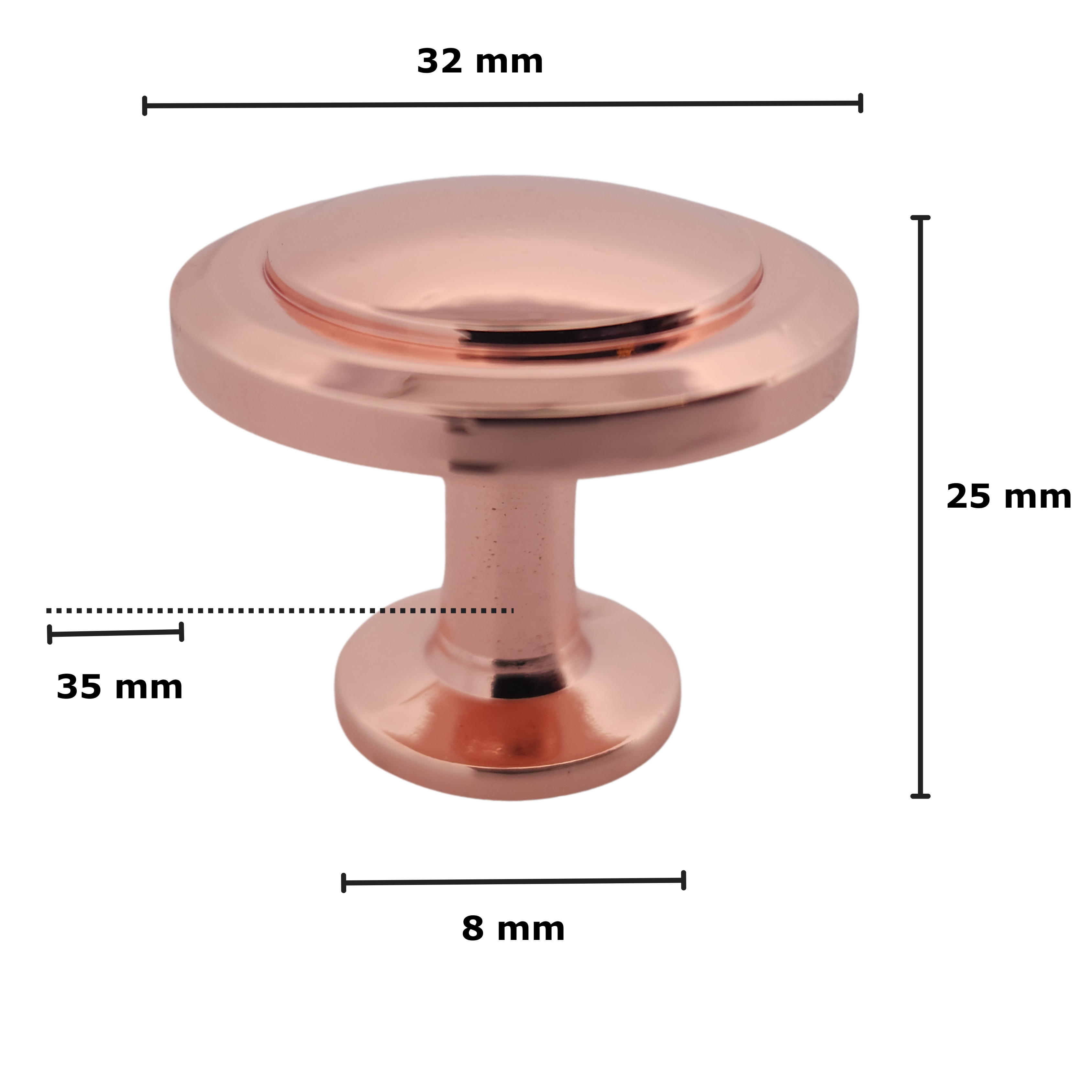 Furniture knob rose gold round