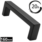 20X Handgreep 160mm RVS Zwart Atlanta – Mat zwarte afgeronde handgreep set voor keuken en kast