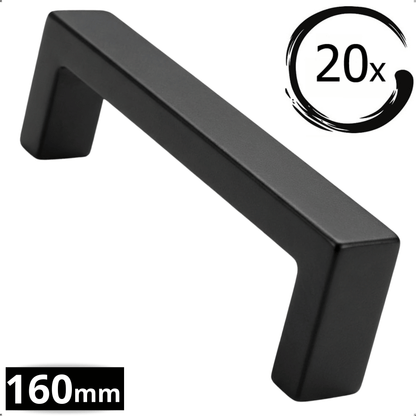 20X Handgreep 160mm RVS Zwart Atlanta – Mat zwarte afgeronde handgreep set voor keuken en kast