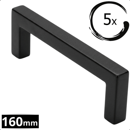 5X Handgreep 160mm Zwart – Dallas