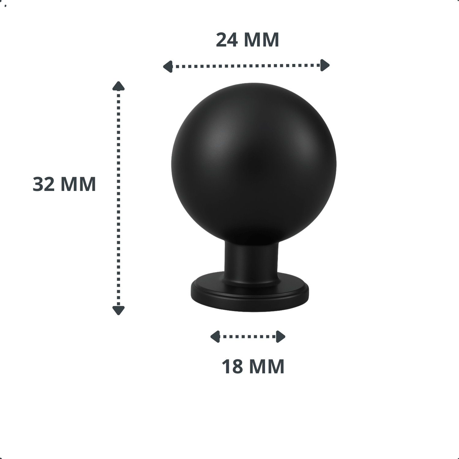 Deurknop 24mm Zwart – Madison - BY MJM - GMJ72