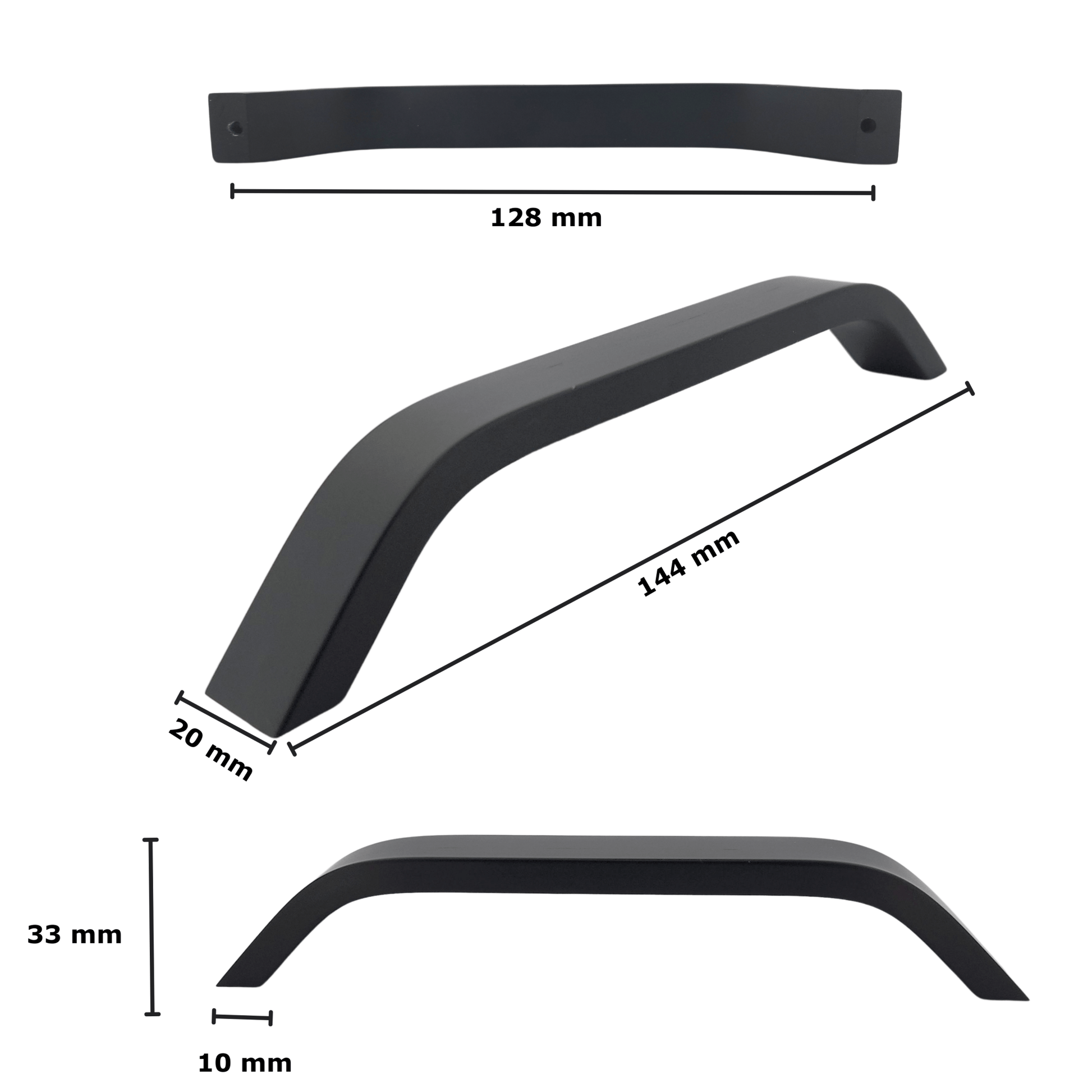 Handgreep 128mm Zwart – Tulsa - BY MJM - GMJ12