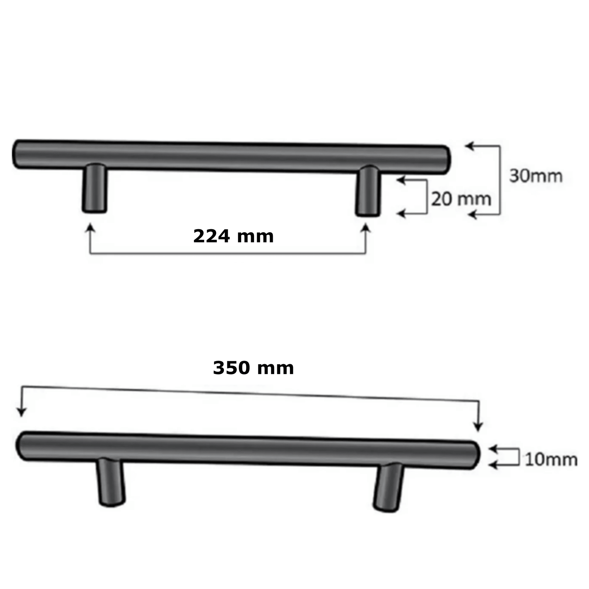 Handgreep 224 RVS Zwart – Denver - BY MJM - GMJ132