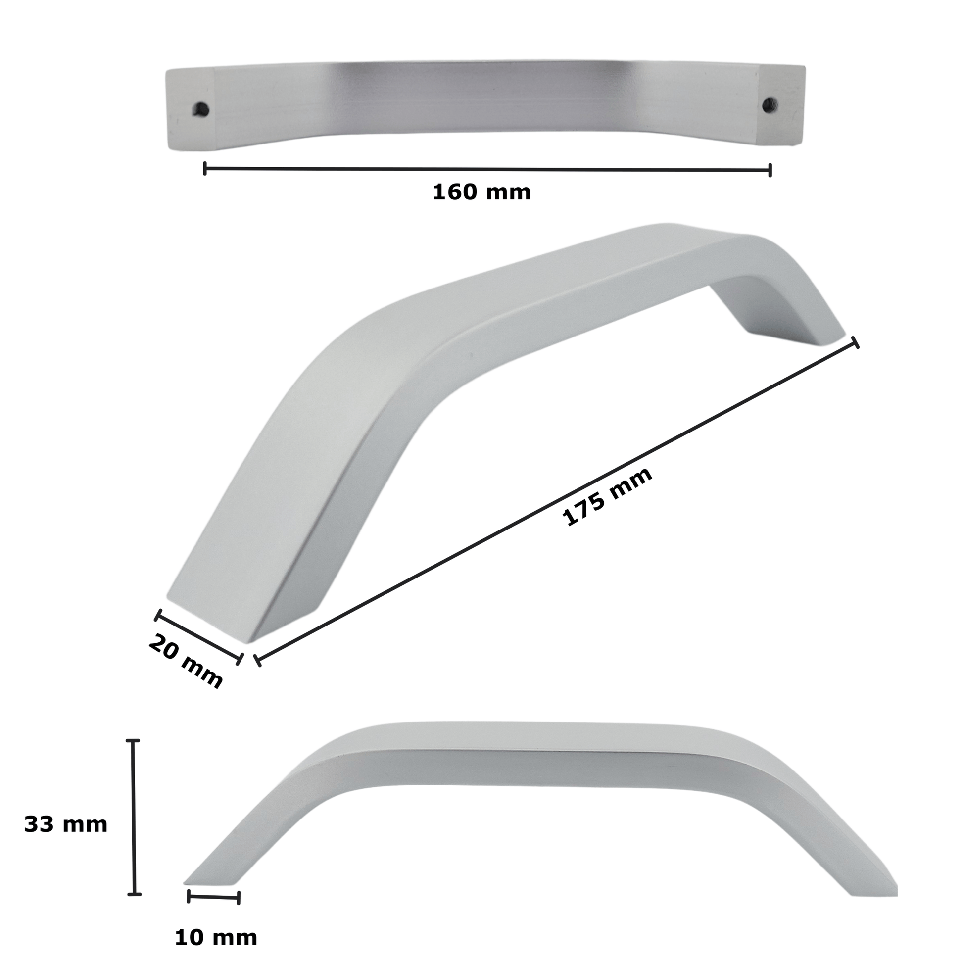 Handgreep Tulsa 160 mm Aluminium - BY MJM - GMJ11