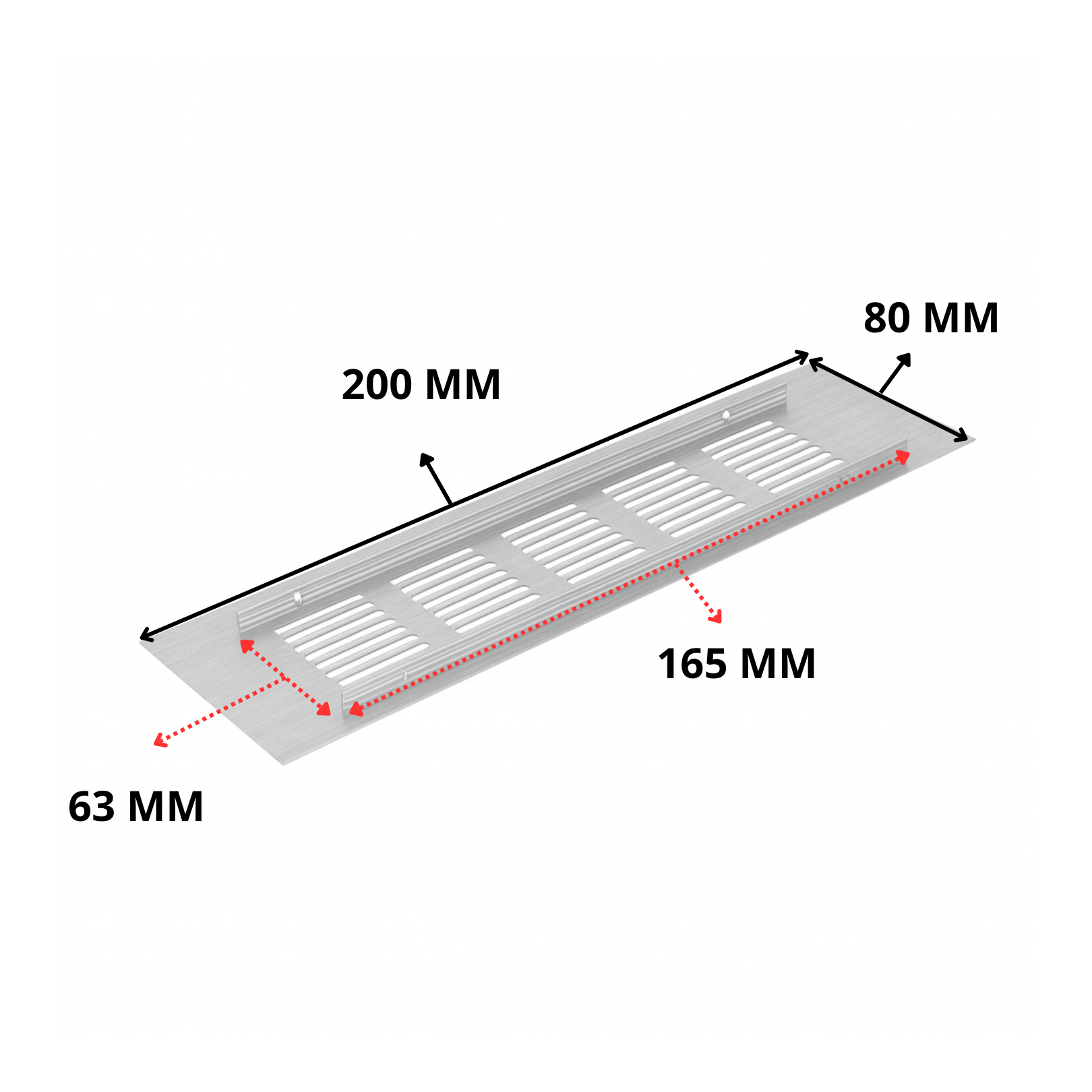 Ventilatierooster Zilver 200x80 Aluminium - BY MJM - MM02