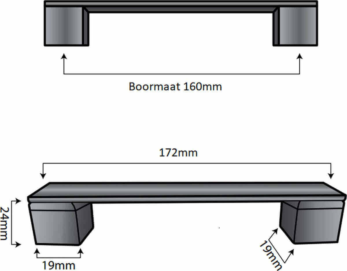 Handgreep 160mm Aluminium Zwart – Austin - BY MJM - GMJ15